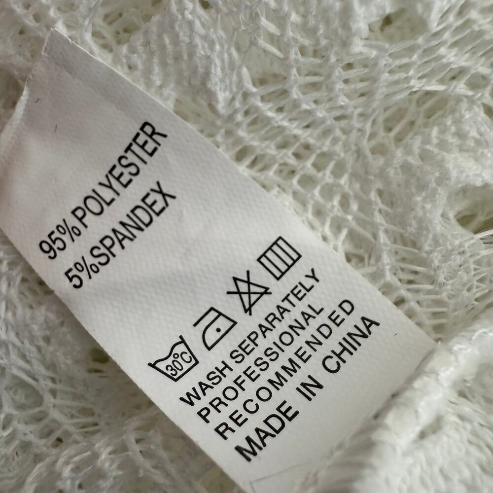 NWT Sunfere Womens Long Sleeve Open Knit Crochet Swimsuit White Cover-Up Dress - Picture 8 of 8